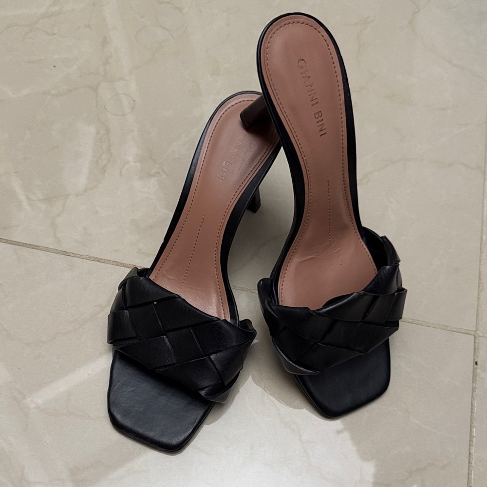 Gianvito Rossi Black Woven Heeled Sandals
